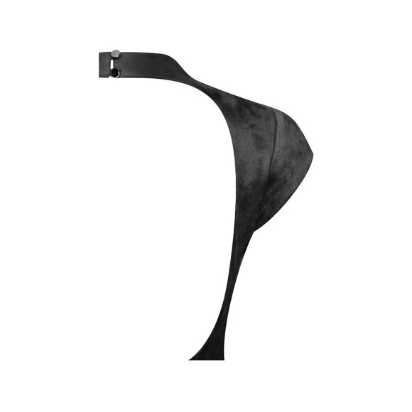 Jacq Backless Black Mini Puffy Suede Dress - Picture 16 of 16